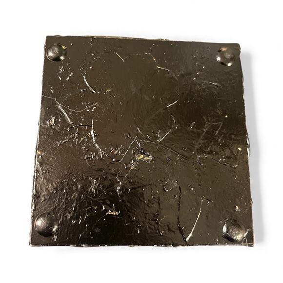 Handmade glass floral and gold coaster art piece - Picture 2 of 3